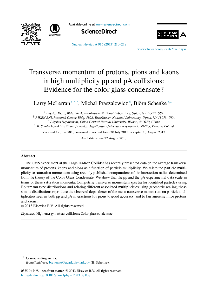 Transverse momentum of protons, pions and kaons in high multiplicity pp and pA collisions: Evidence for the color glass condensate?