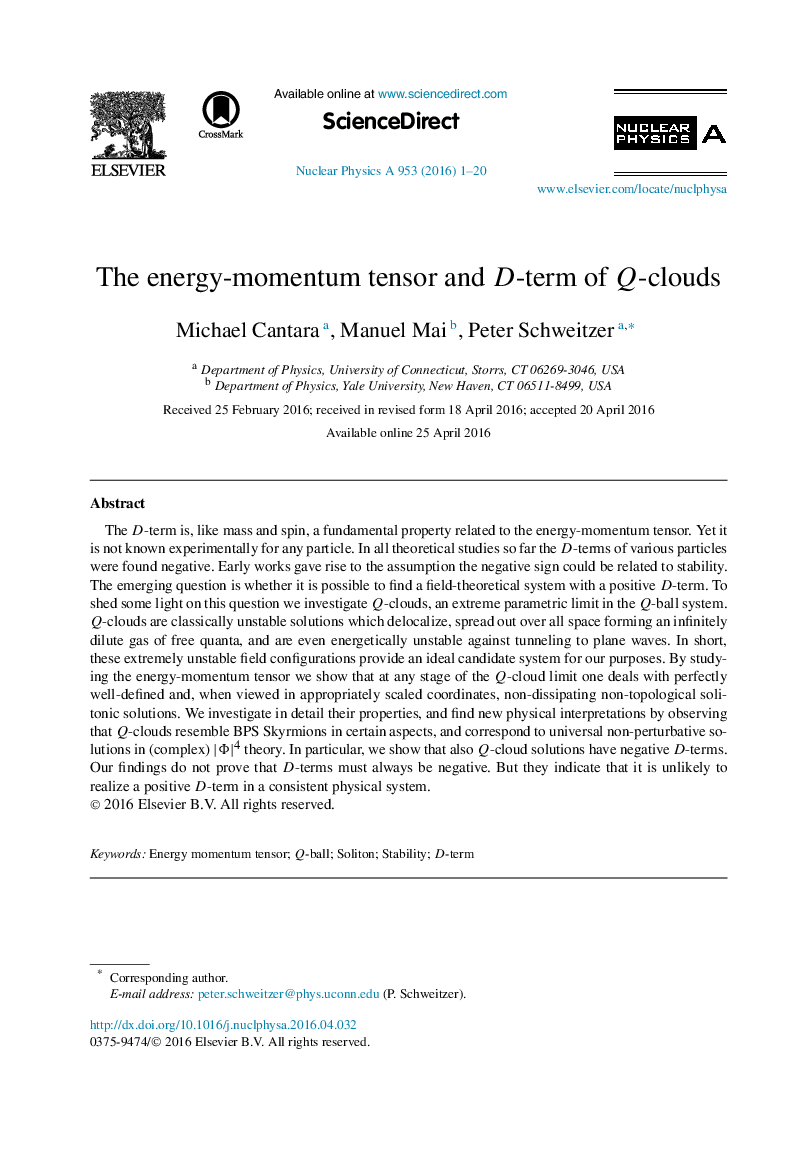 The energy-momentum tensor and D-term of Q-clouds