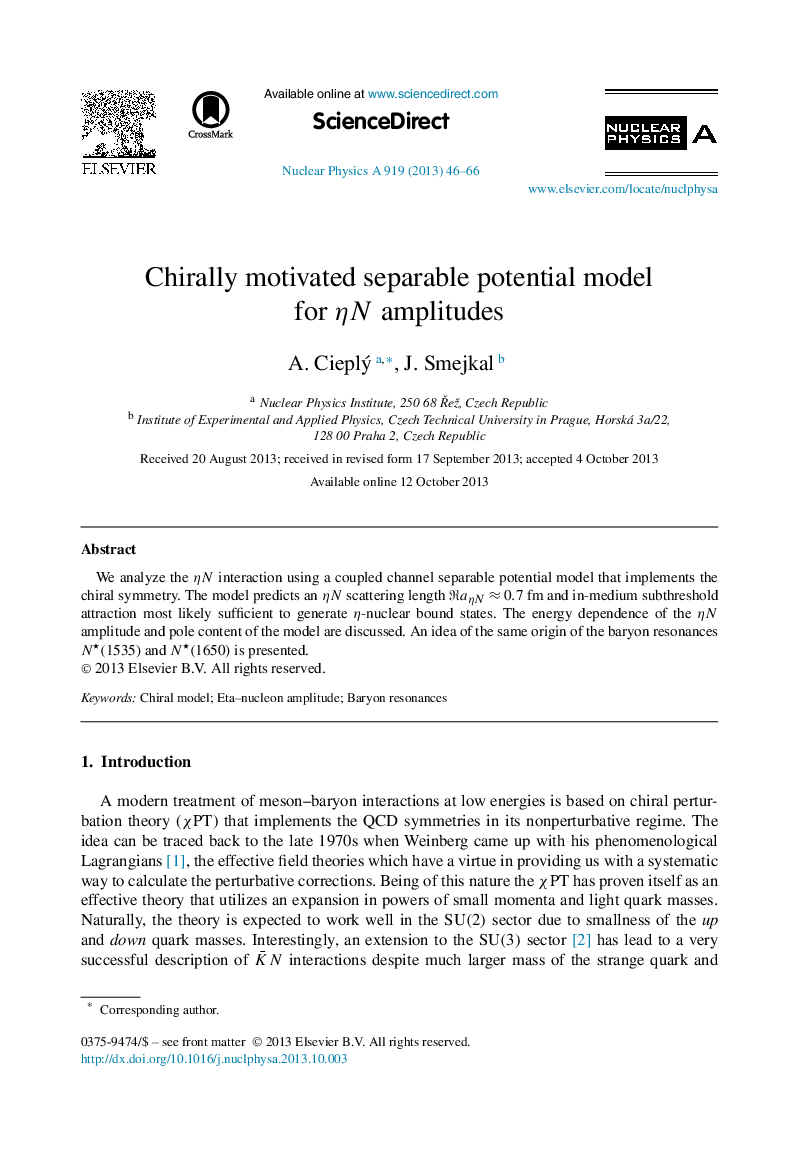 Chirally motivated separable potential model for Î·N amplitudes