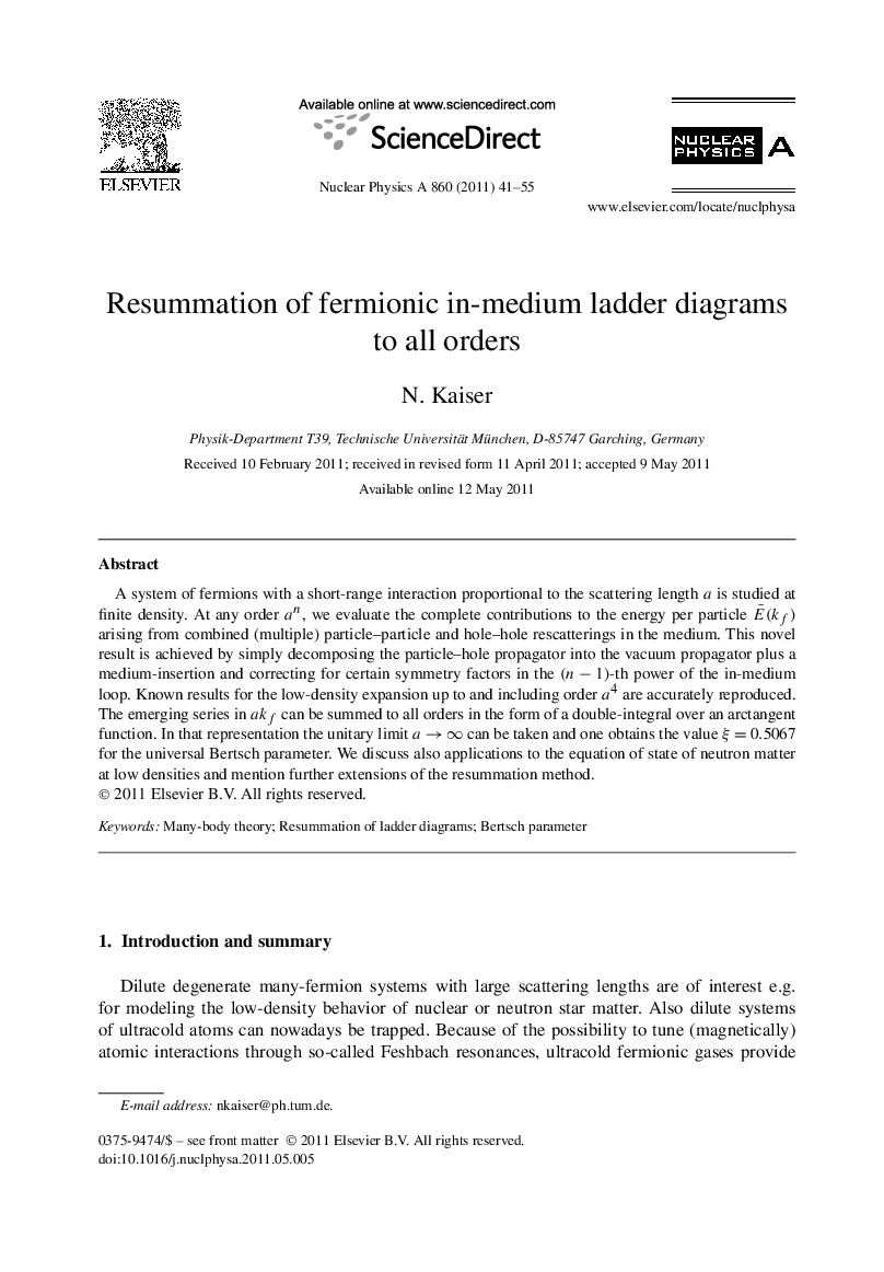 Resummation of fermionic in-medium ladder diagrams to all orders