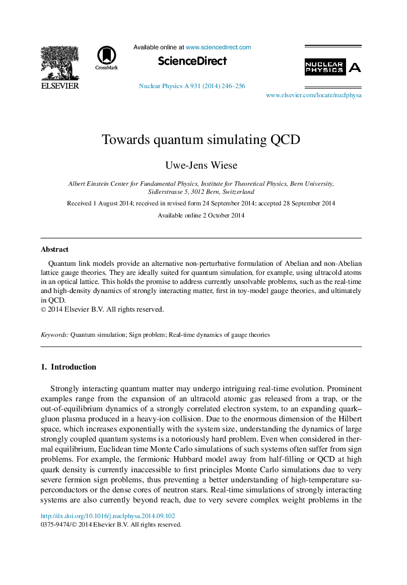 Towards quantum simulating QCD