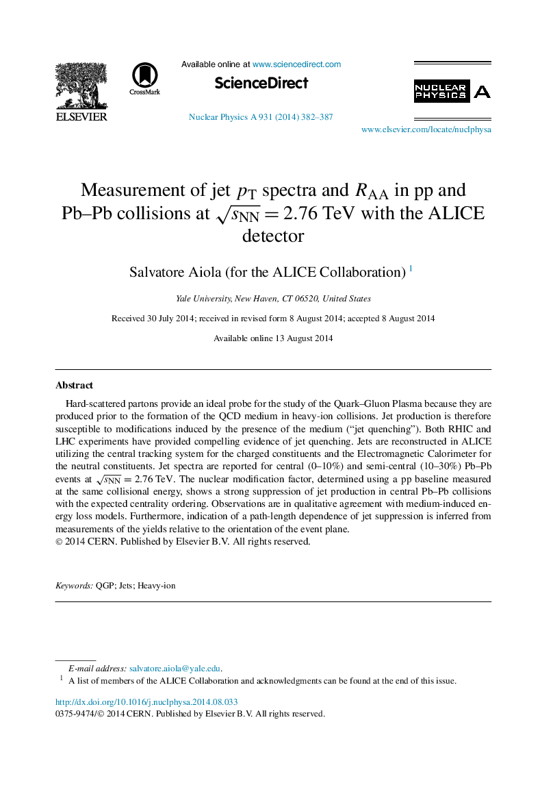 Measurement of jet pTpT spectra and RAARAA in pp and Pb–Pb collisions at sNN=2.76 TeV with the ALICE detector