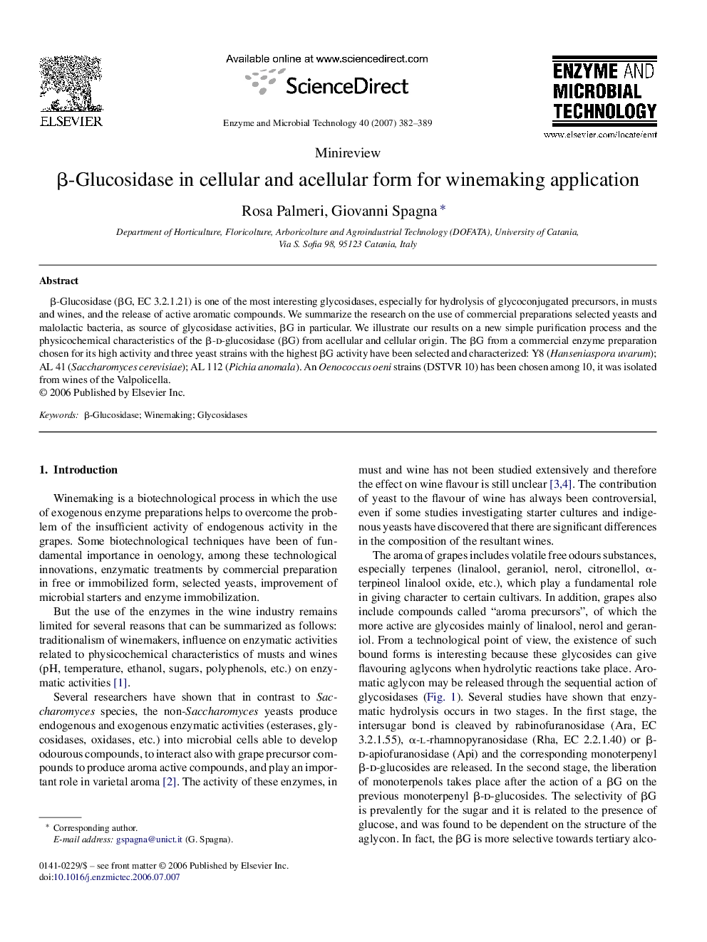 β-Glucosidase in cellular and acellular form for winemaking application