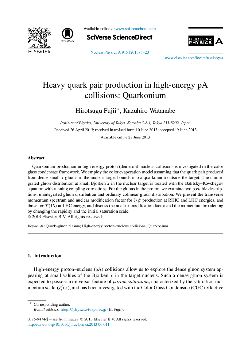 Heavy quark pair production in high-energy pA collisions: Quarkonium
