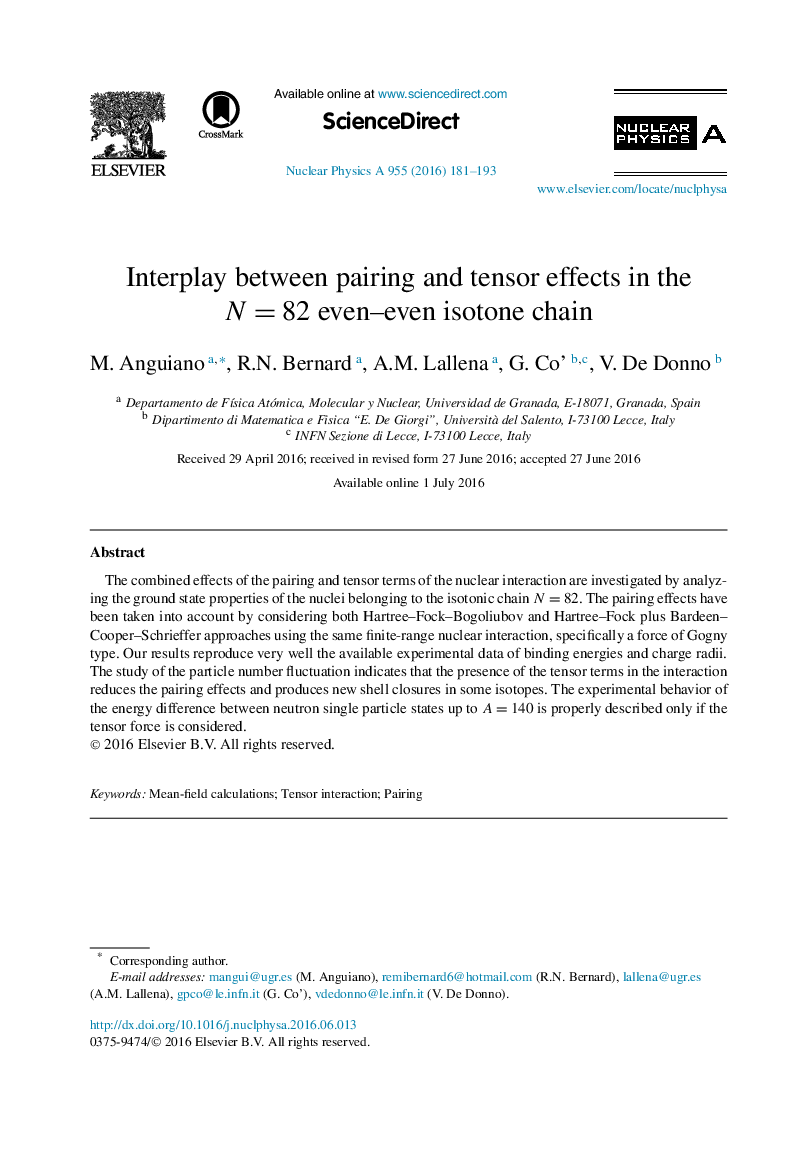 Interplay between pairing and tensor effects in the N = 82 even–even isotone chain