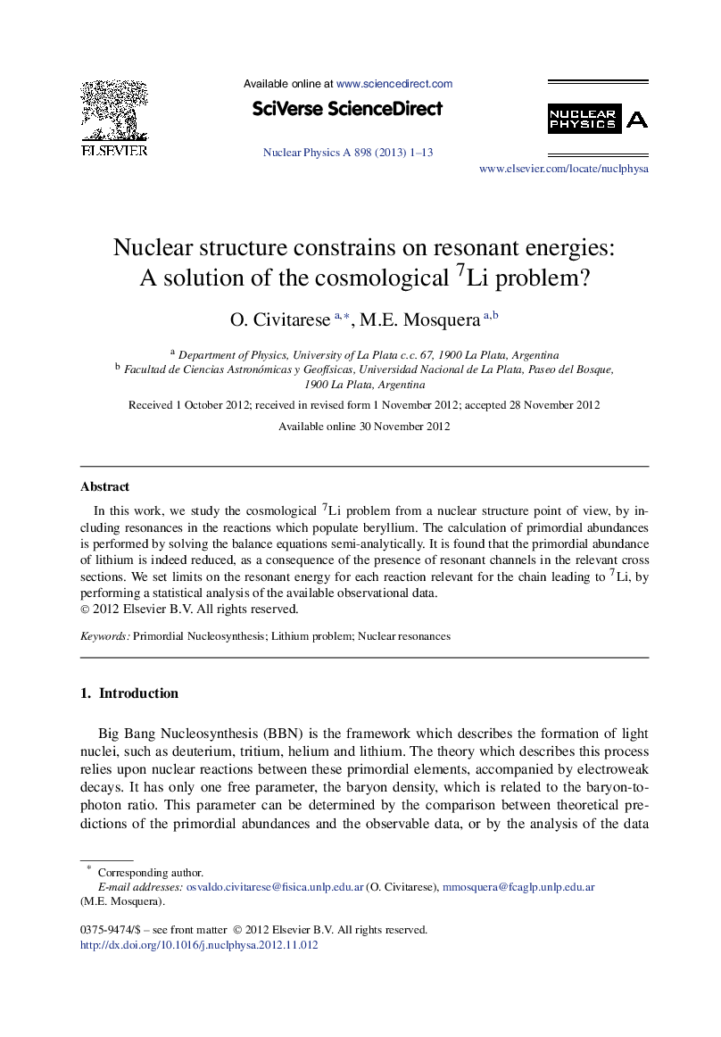 Nuclear structure constrains on resonant energies: A solution of the cosmological 7Li problem?