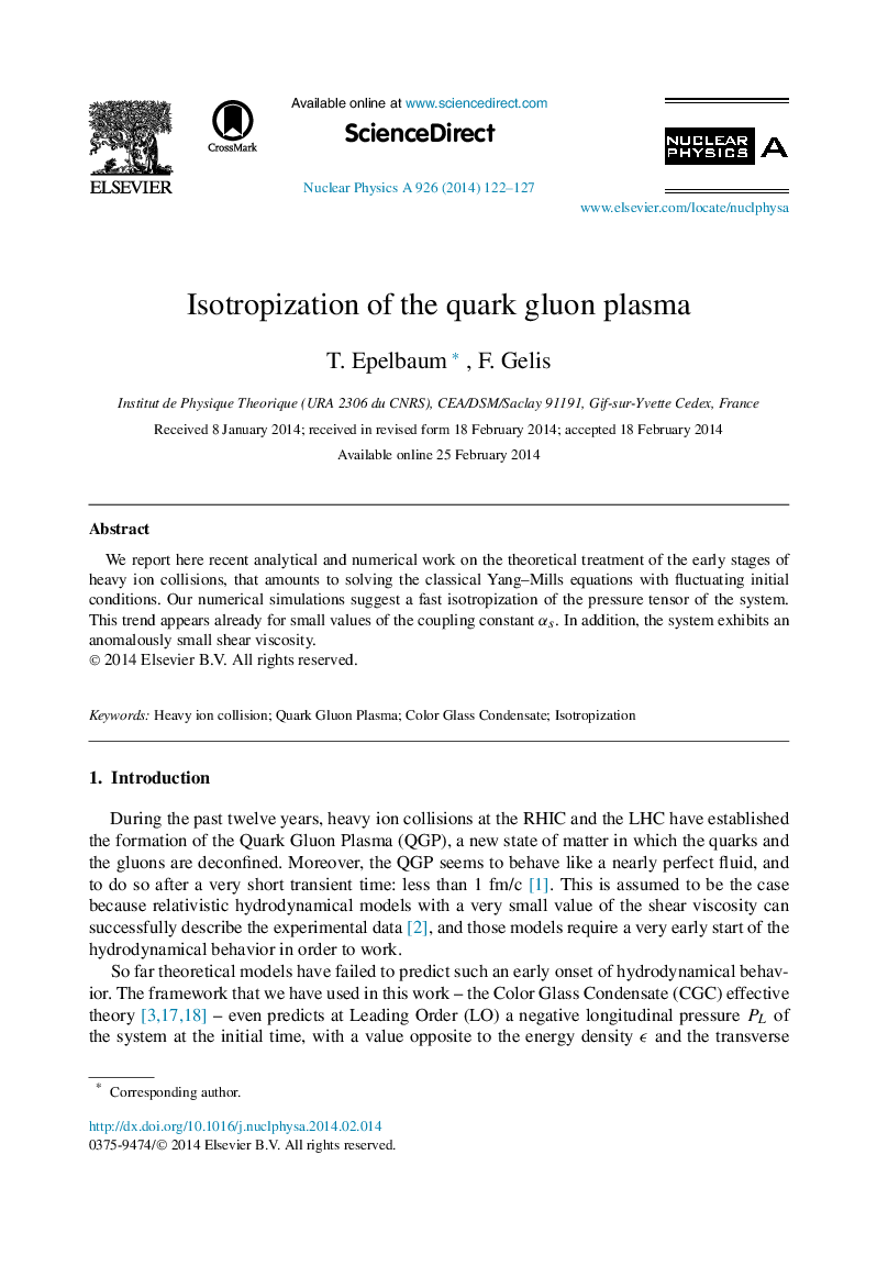 Isotropization of the quark gluon plasma