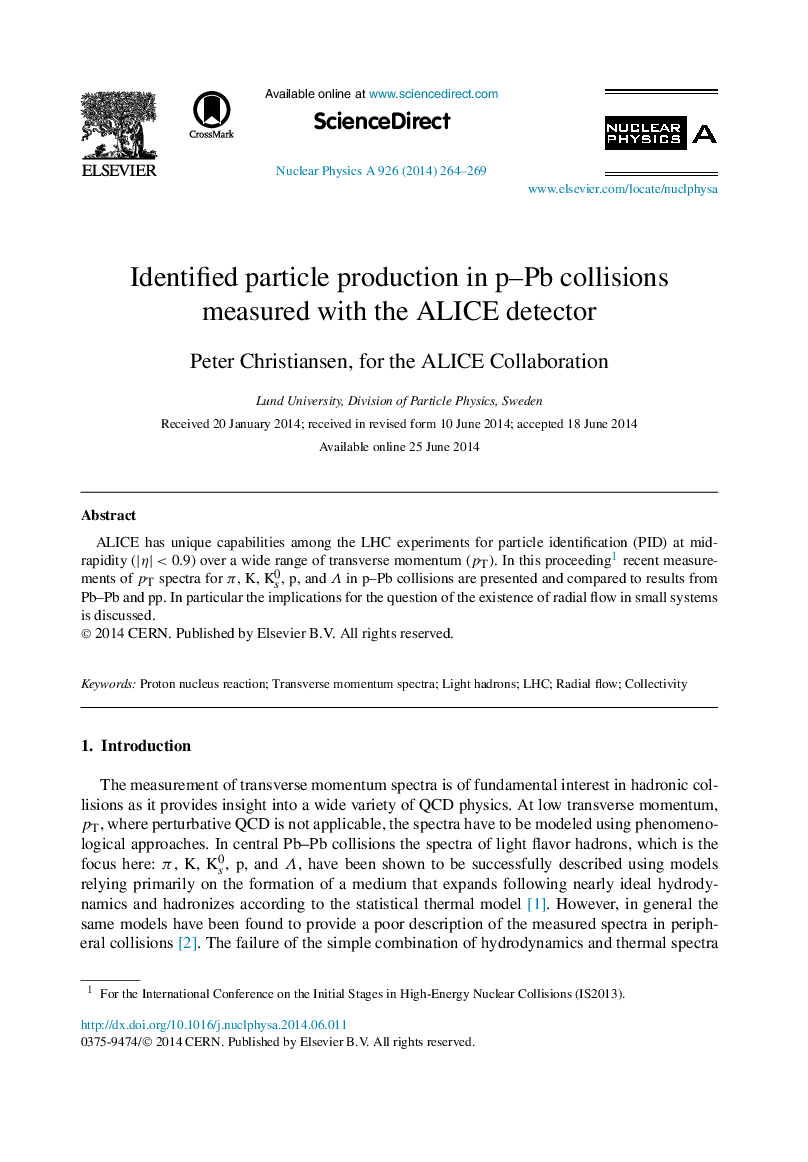 Identified particle production in p–Pb collisions measured with the ALICE detector