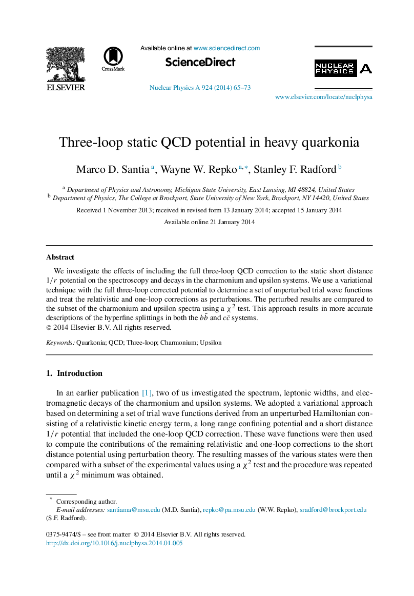Three-loop static QCD potential in heavy quarkonia