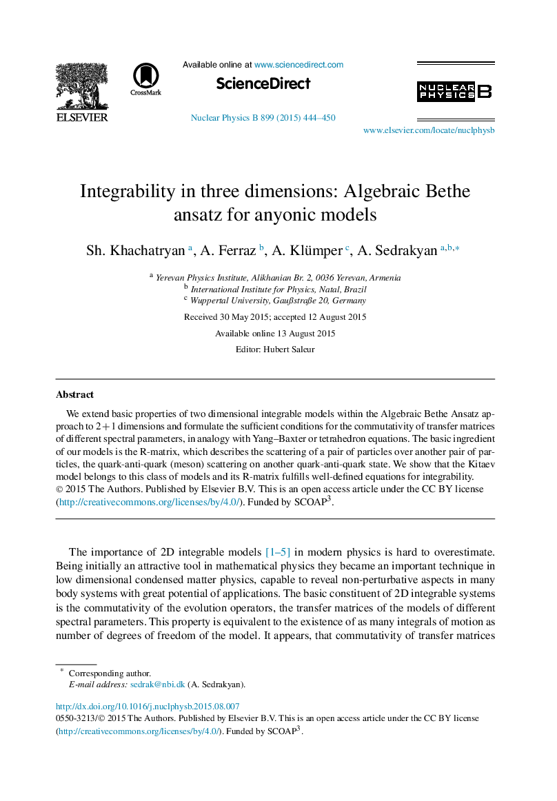 Integrability in three dimensions: Algebraic Bethe ansatz for anyonic models