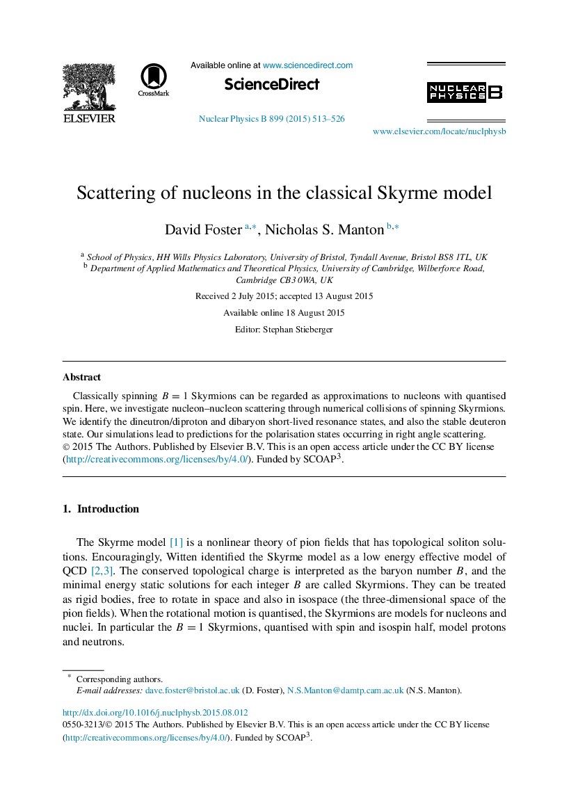 Scattering of nucleons in the classical Skyrme model