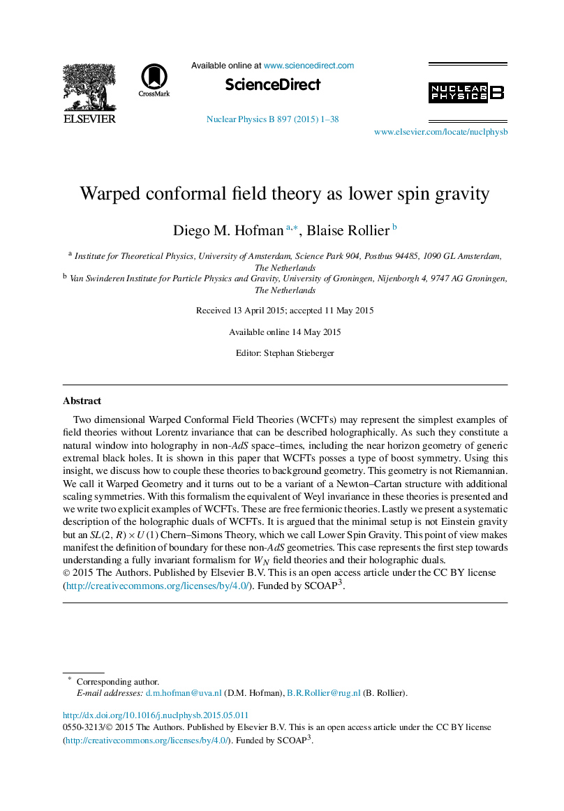 Warped conformal field theory as lower spin gravity