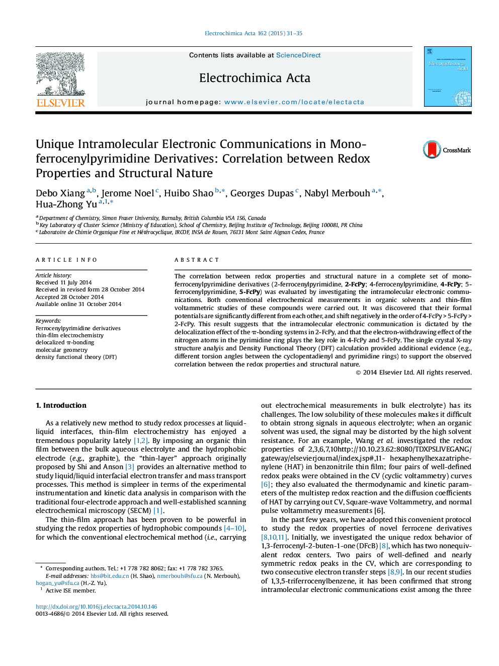 Unique Intramolecular Electronic Communications in Mono-ferrocenylpyrimidine Derivatives: Correlation between Redox Properties and Structural Nature