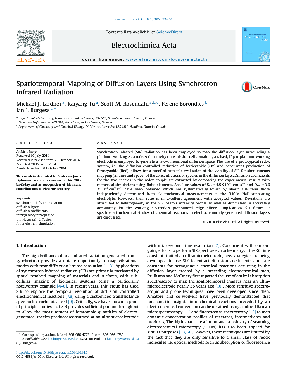 عکس صفحه اول مقاله: Spatiotemporal Mapping of Diffusion Layers Using Synchrotron Infrared Radiation Spatiotemporal Mapping of Diffusion Layers Using Synchrotron Infrared Radiation