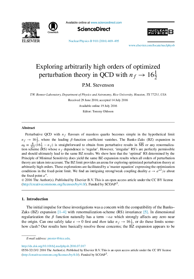 Exploring arbitrarily high orders of optimized perturbation theory in QCD with nf→1612