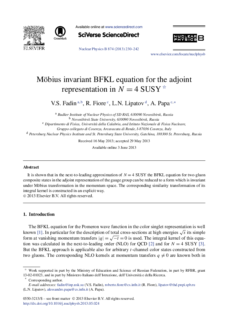 Möbius invariant BFKL equation for the adjoint representation in N=4 SUSY