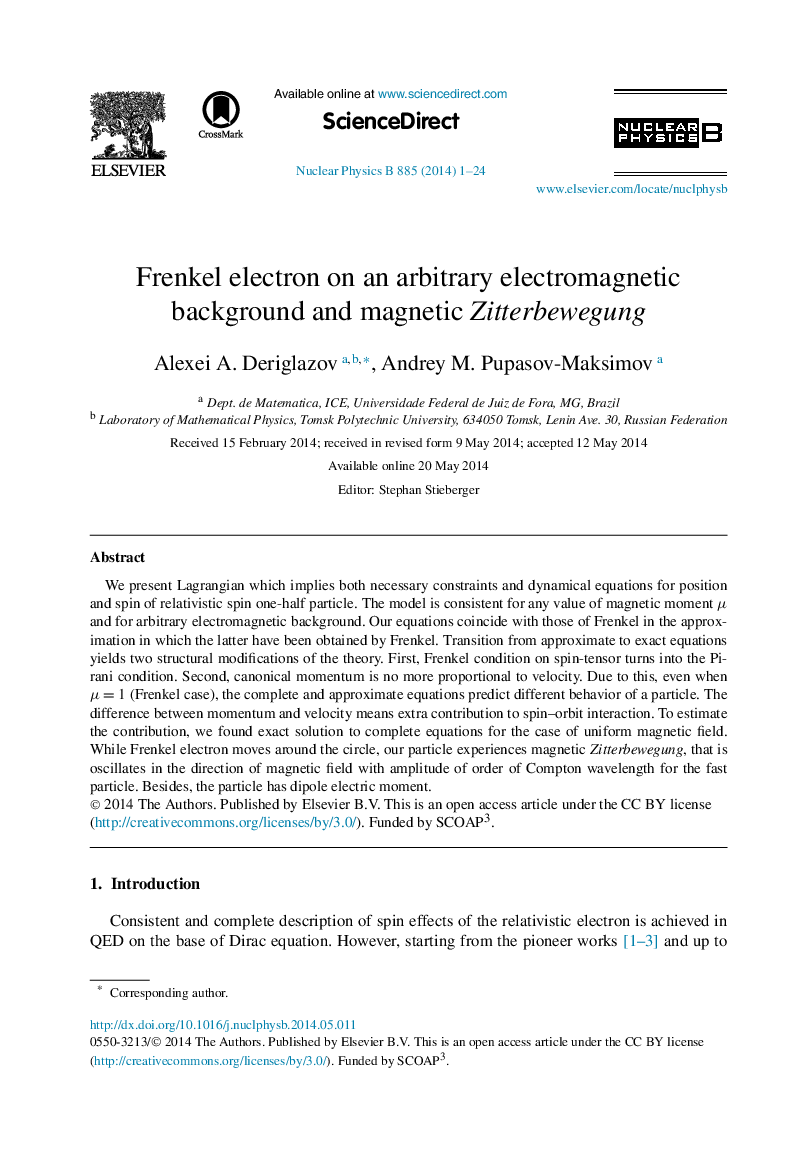 Frenkel electron on an arbitrary electromagnetic background and magnetic Zitterbewegung