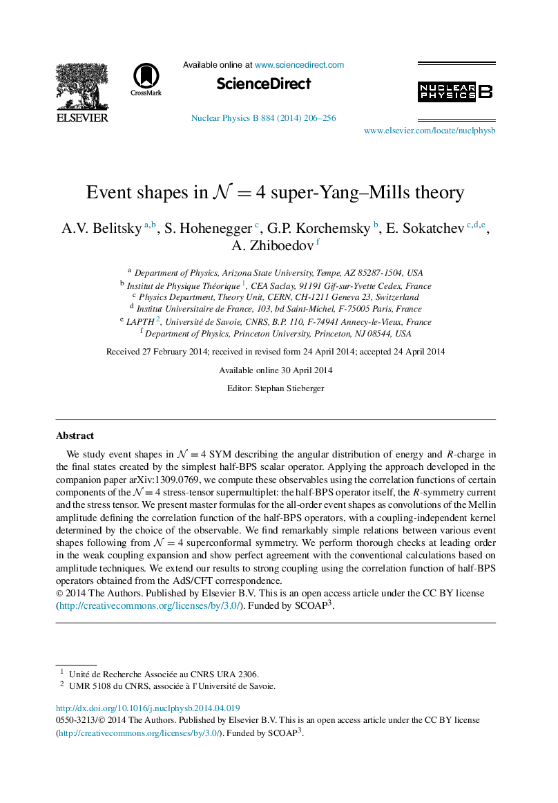 Event shapes in N=4N=4 super-Yang–Mills theory