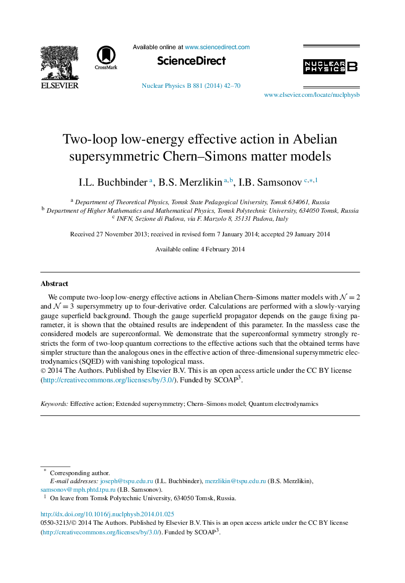 Two-loop low-energy effective action in Abelian supersymmetric Chern–Simons matter models