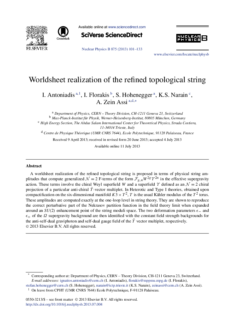Worldsheet realization of the refined topological string