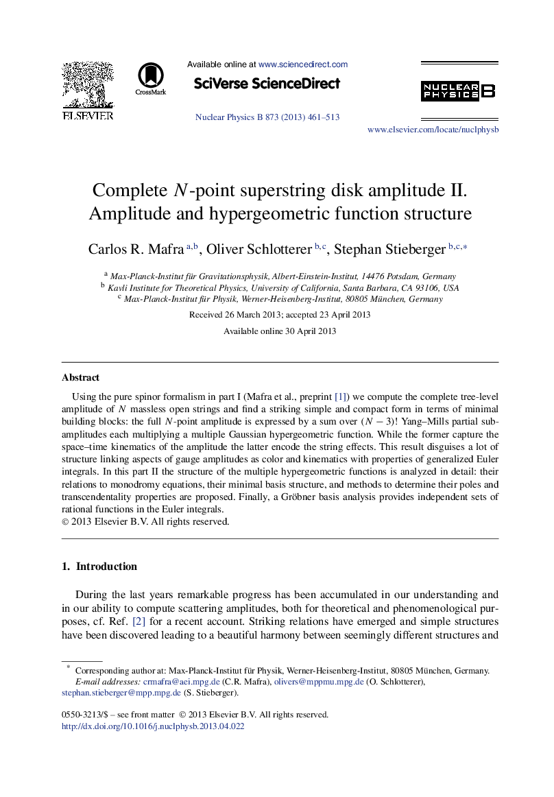 Complete N-point superstring disk amplitude II. Amplitude and hypergeometric function structure