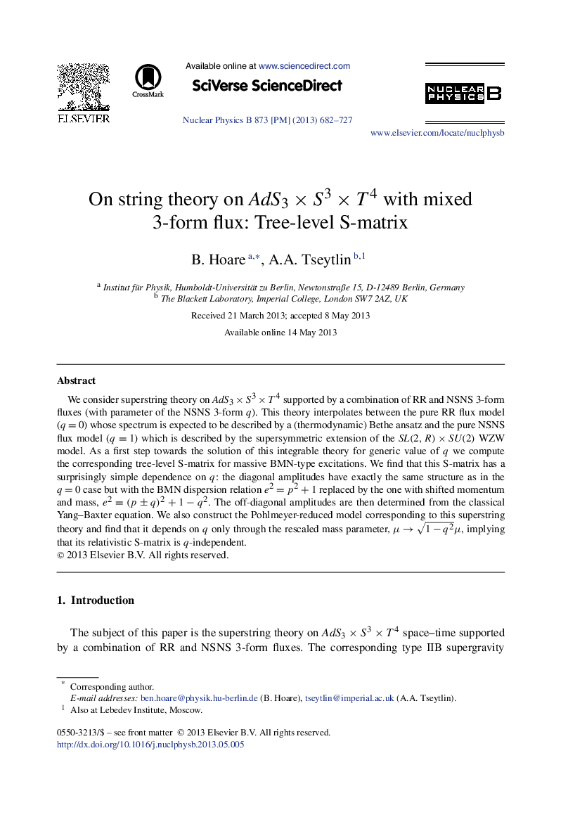 On string theory on AdS3ÃS3ÃT4 with mixed 3-form flux: Tree-level S-matrix