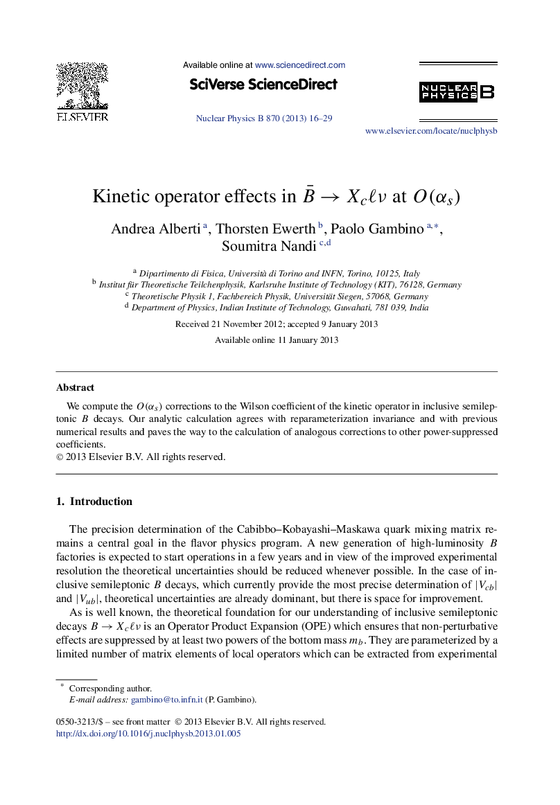 Kinetic operator effects in B¯→Xcℓν at O(αs)O(αs)
