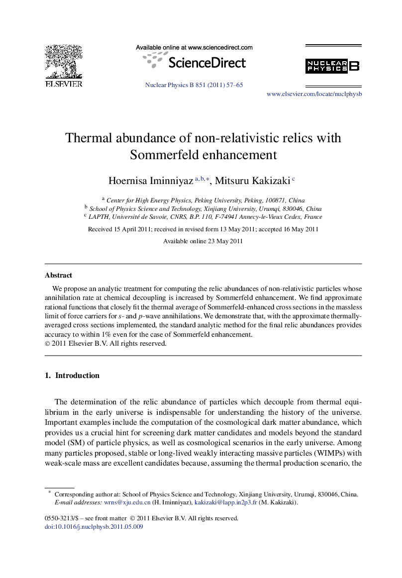 Thermal abundance of non-relativistic relics with Sommerfeld enhancement