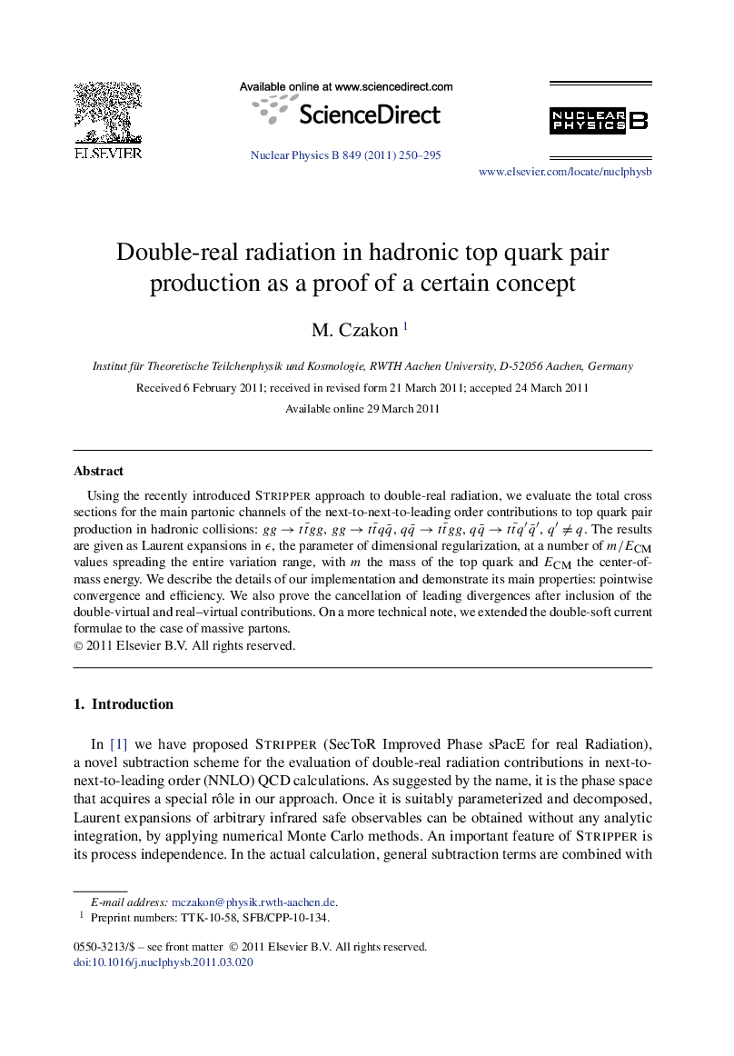 Double-real radiation in hadronic top quark pair production as a proof of a certain concept