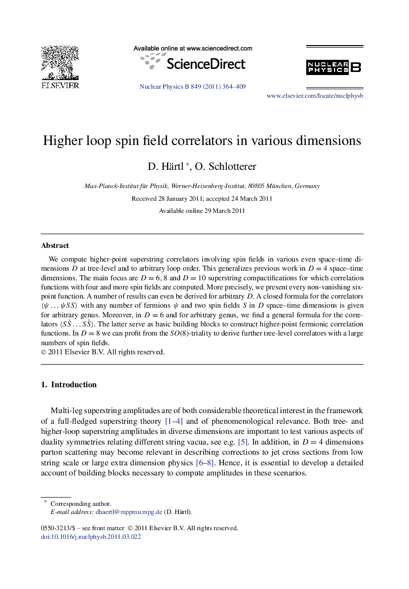 Higher loop spin field correlators in various dimensions