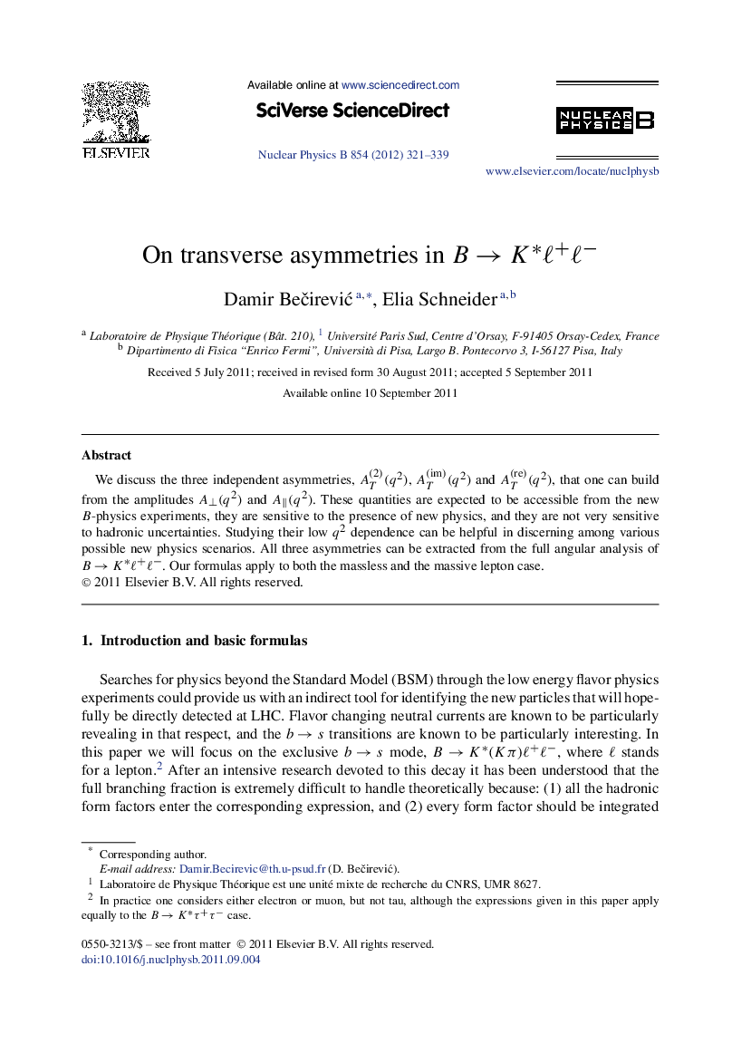 On transverse asymmetries in B→K⁎ℓ+ℓ−B→K⁎ℓ+ℓ−