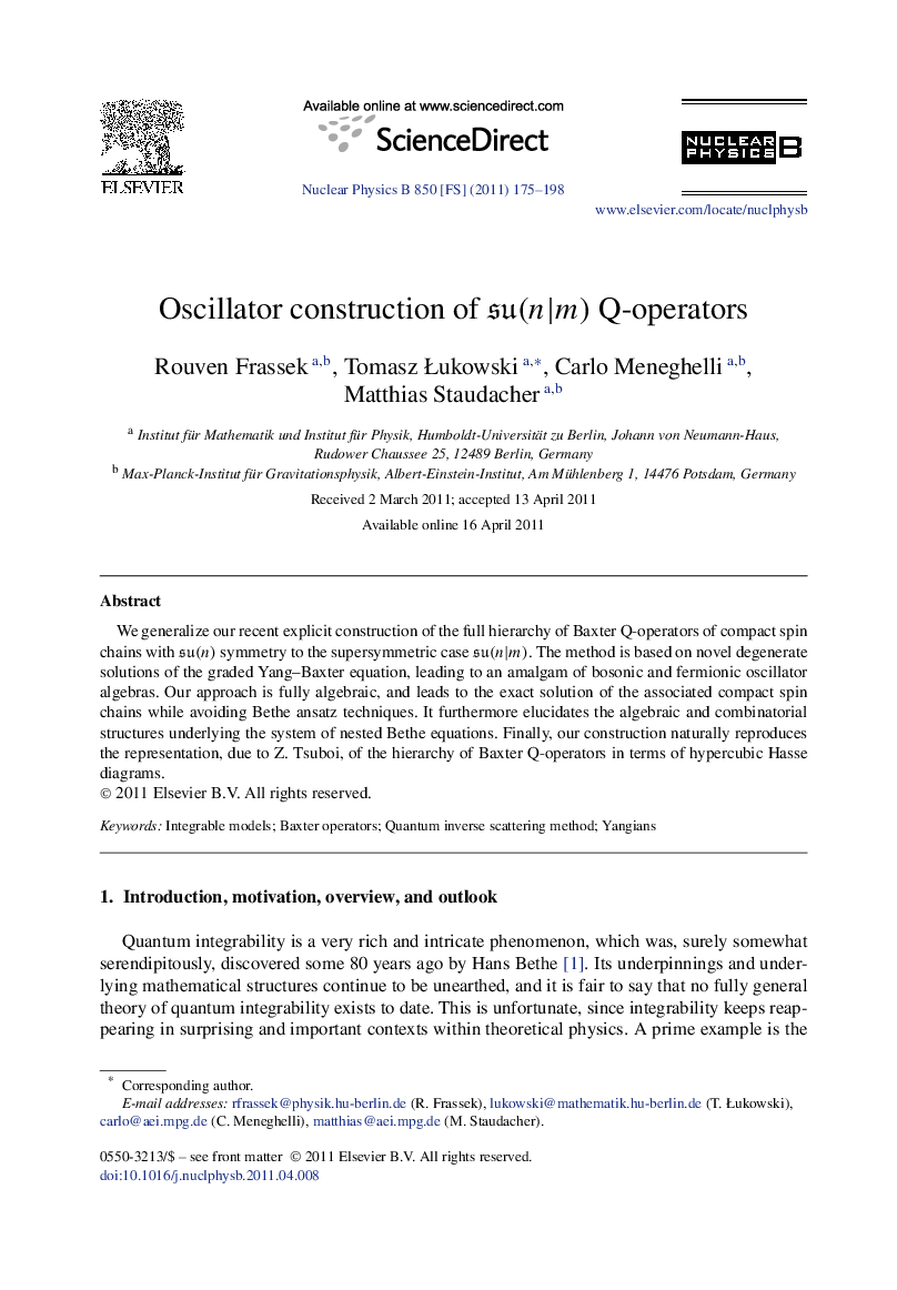 Oscillator construction of su(n|m) Q-operators