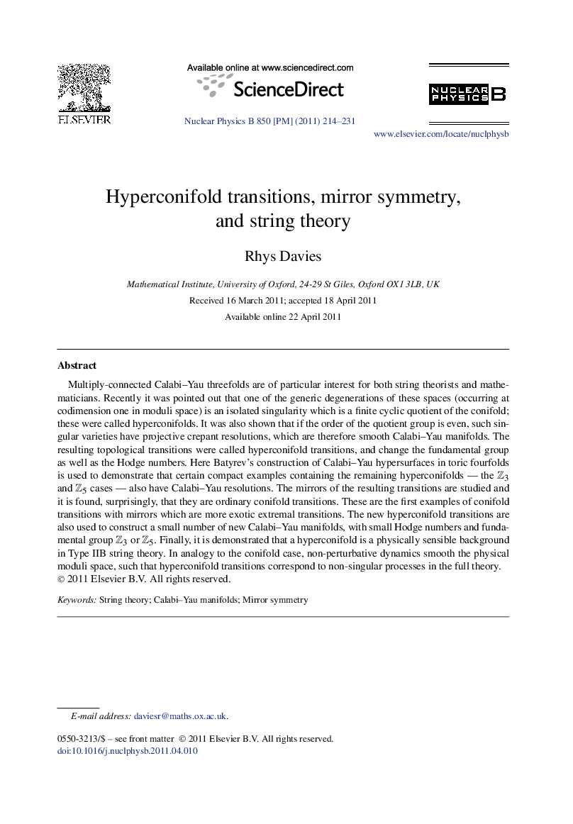 Hyperconifold transitions, mirror symmetry, and string theory