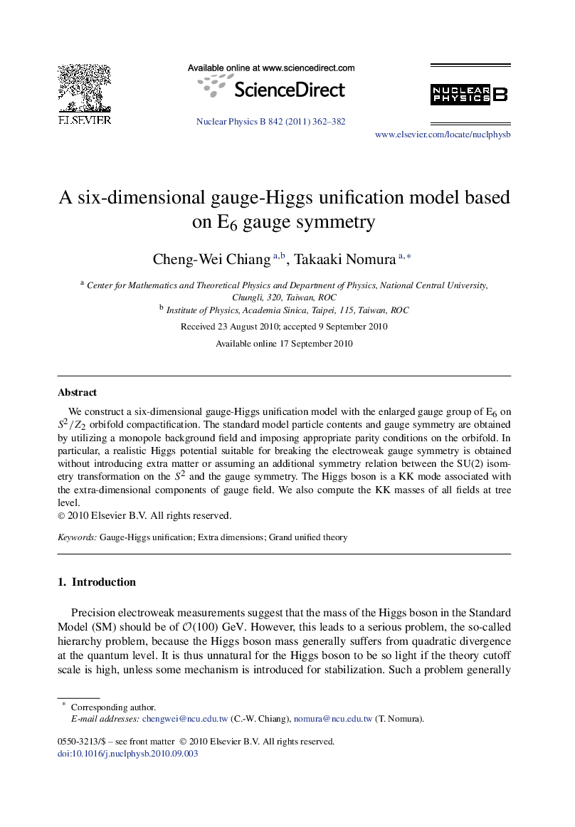 A six-dimensional gauge-Higgs unification model based on E6 gauge symmetry