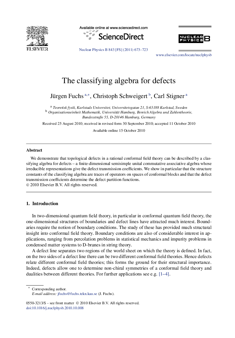 عکس صفحه اول مقاله: The classifying algebra for defects The classifying algebra for defects