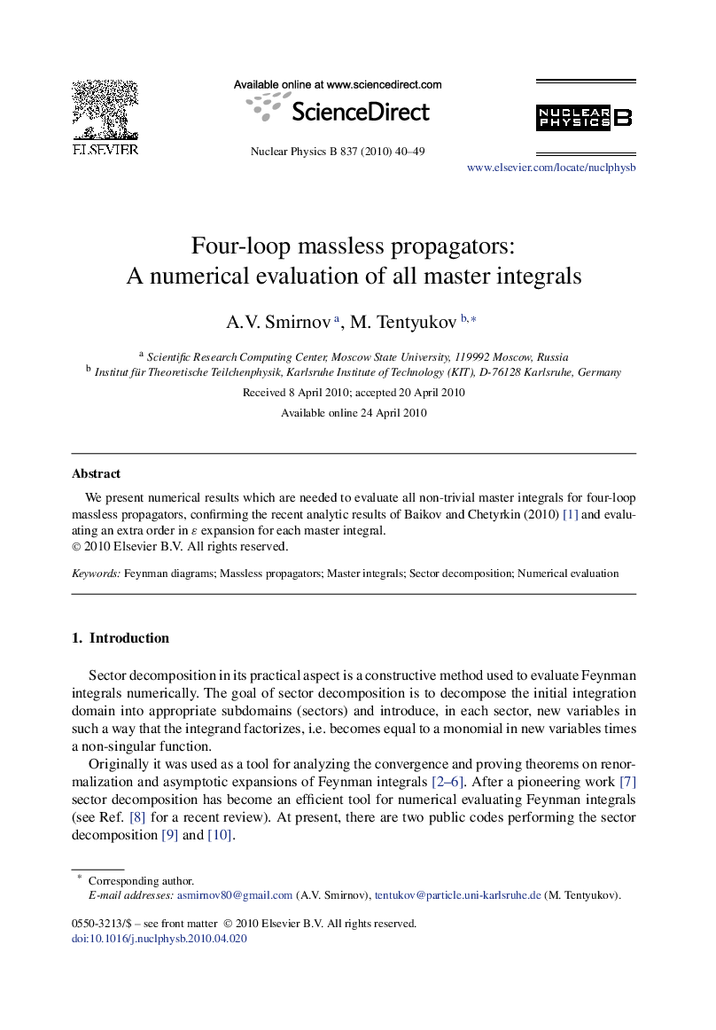 Four-loop massless propagators: A numerical evaluation of all master integrals