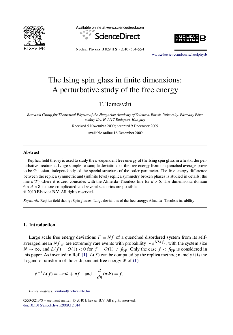 The Ising spin glass in finite dimensions: A perturbative study of the free energy