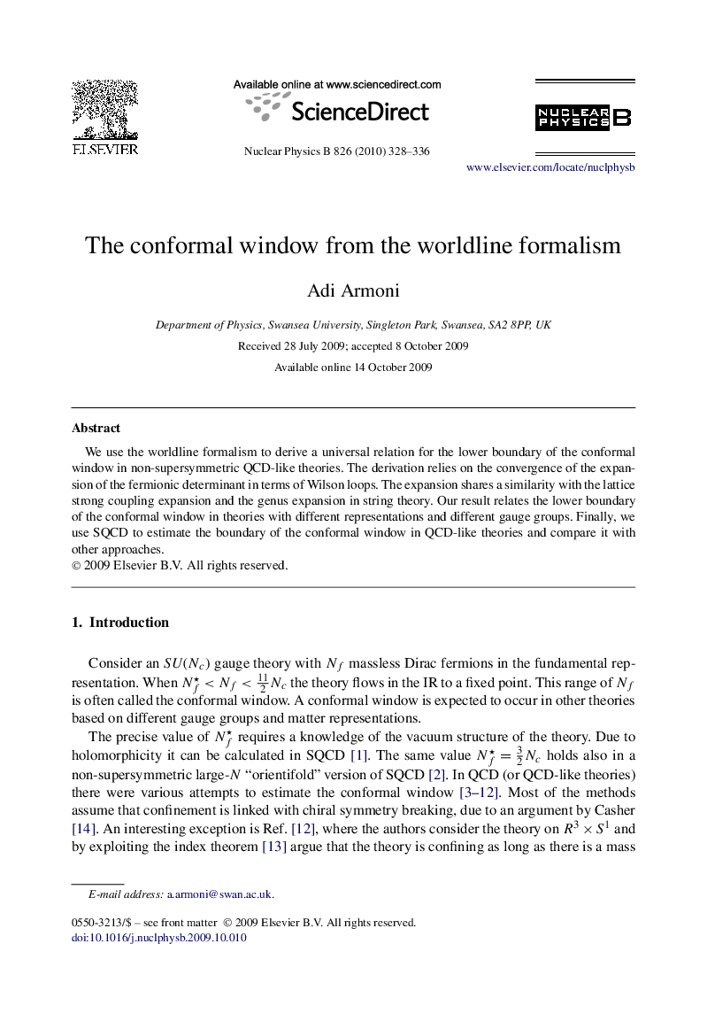 The conformal window from the worldline formalism
