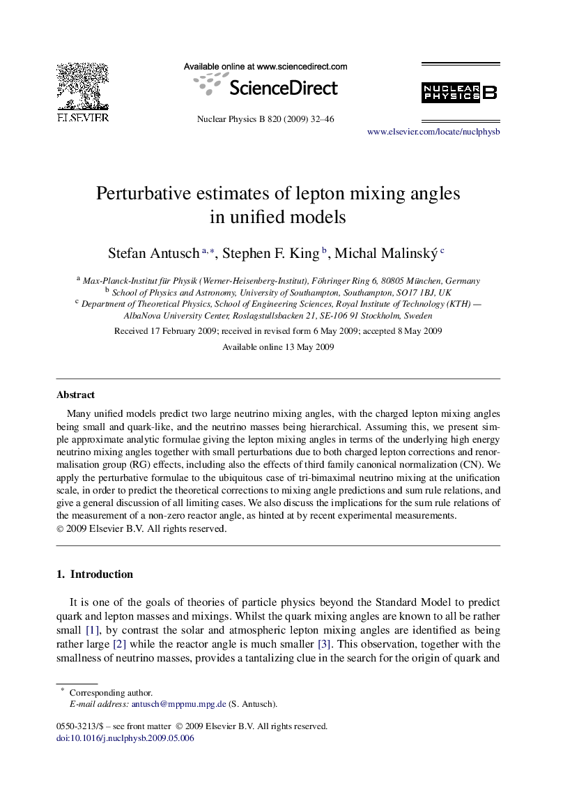 Perturbative estimates of lepton mixing angles in unified models