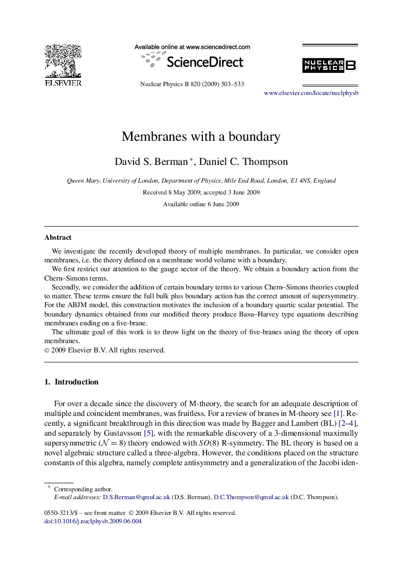Membranes with a boundary