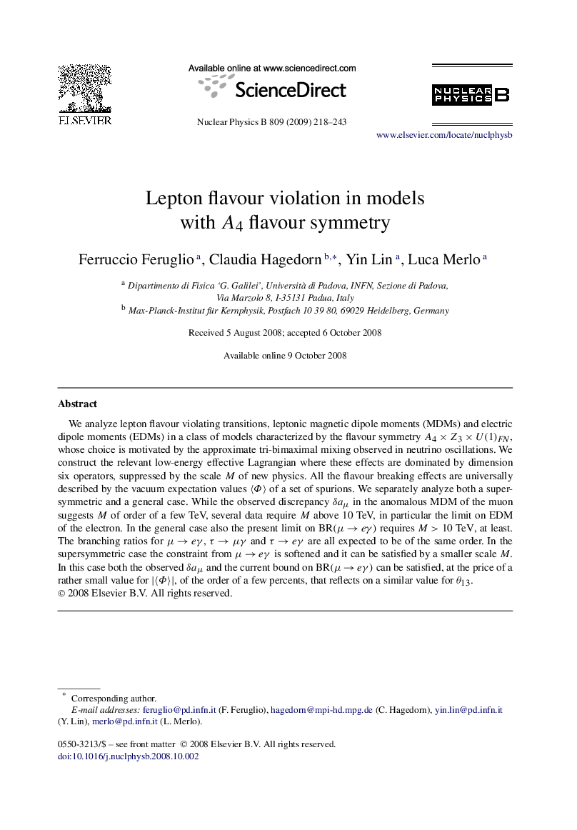 Lepton flavour violation in models with A4 flavour symmetry