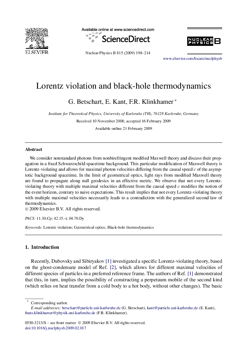 Lorentz violation and black-hole thermodynamics