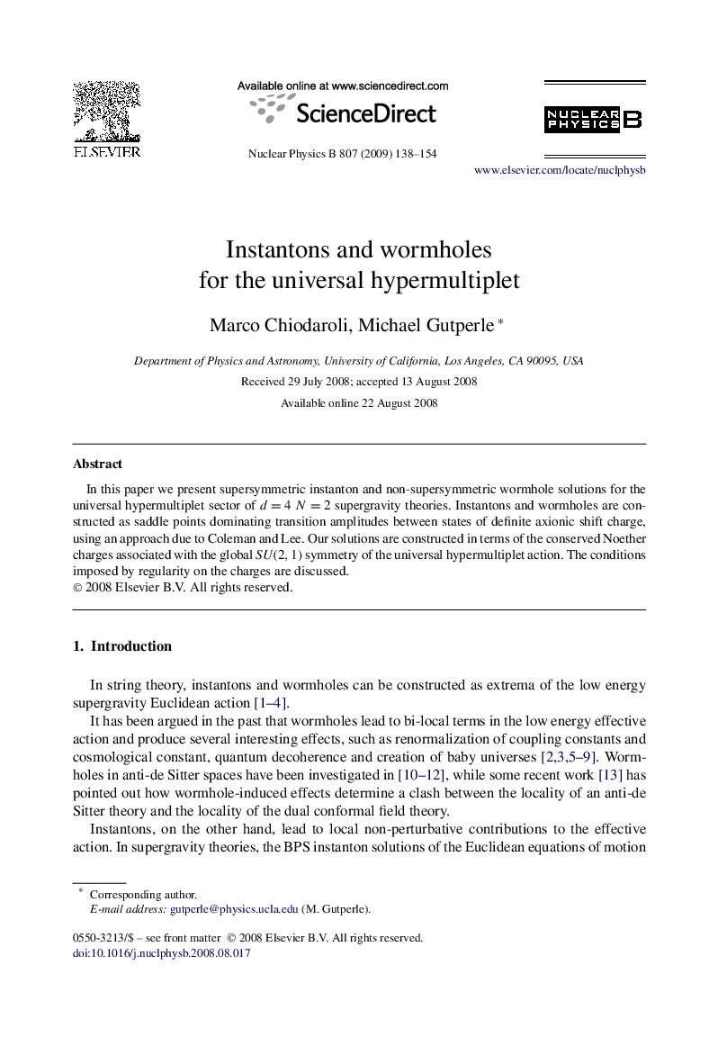 Instantons and wormholes for the universal hypermultiplet