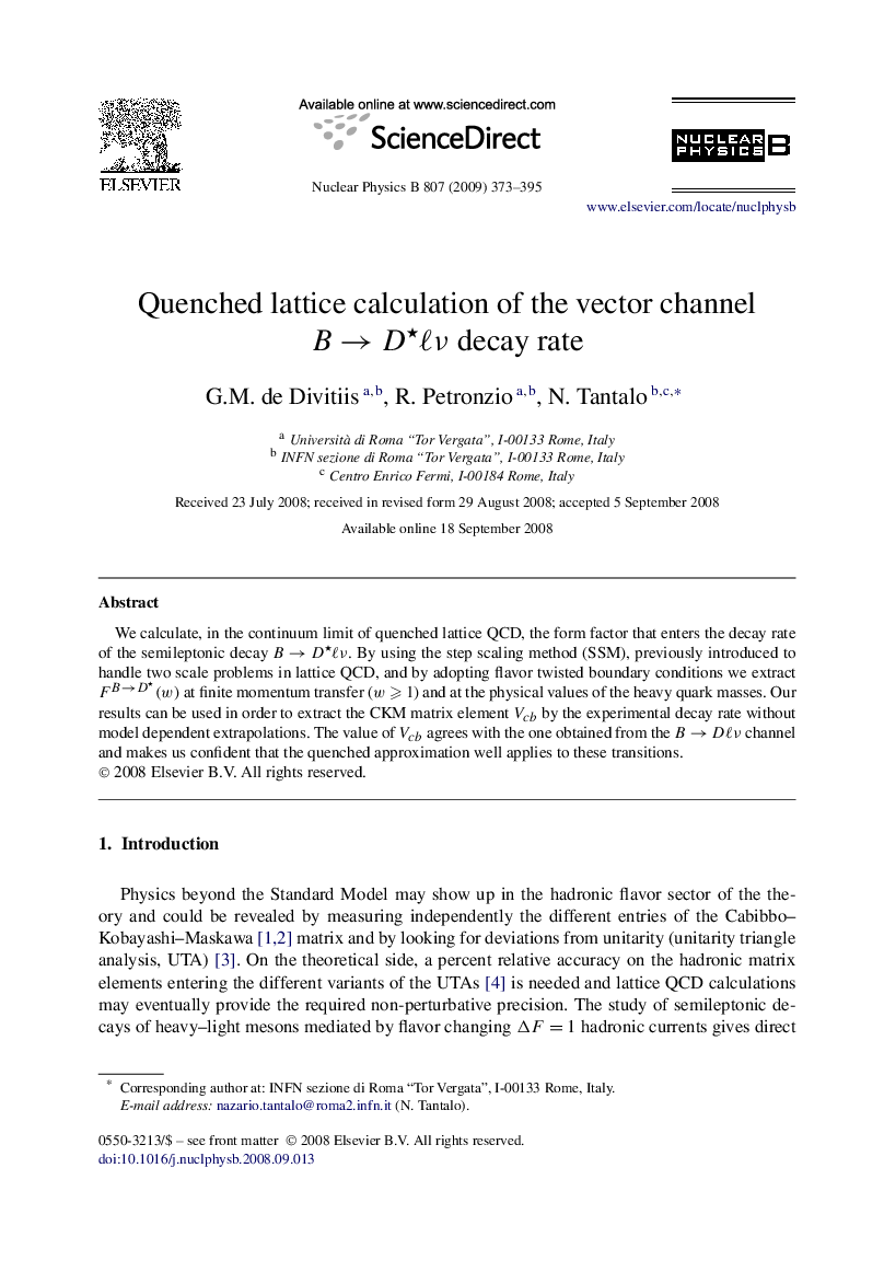 Quenched lattice calculation of the vector channel BâDââÎ½ decay rate