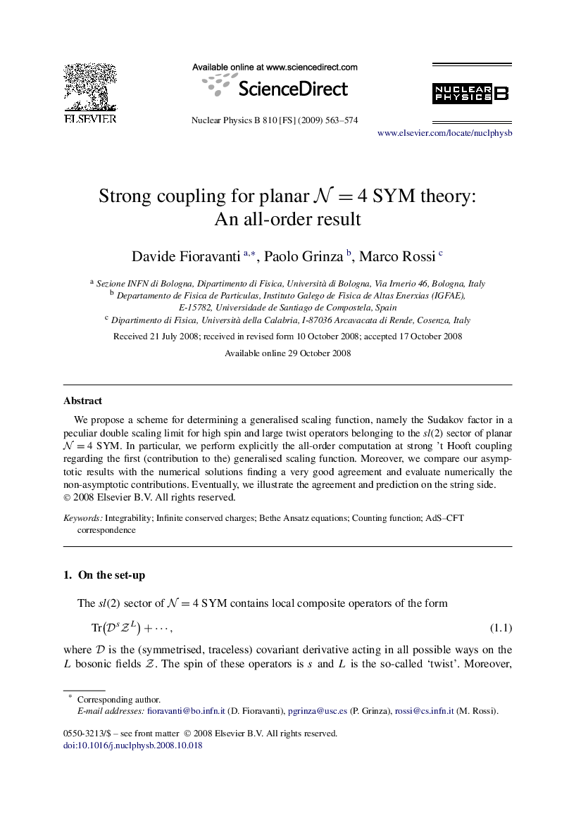 Strong coupling for planar N=4 SYM theory: An all-order result