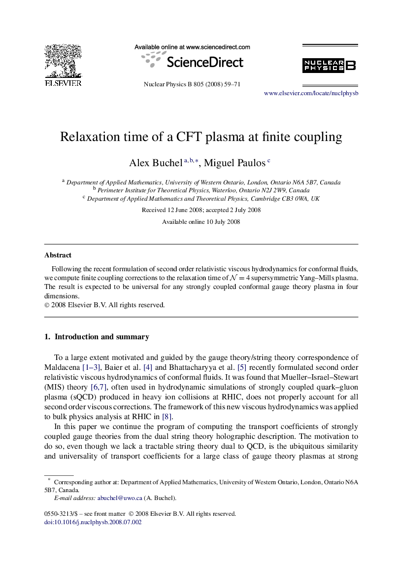 Relaxation time of a CFT plasma at finite coupling