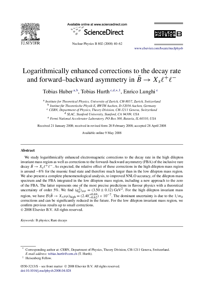 Logarithmically enhanced corrections to the decay rate and forward-backward asymmetry in BÂ¯âXsâ+ââ