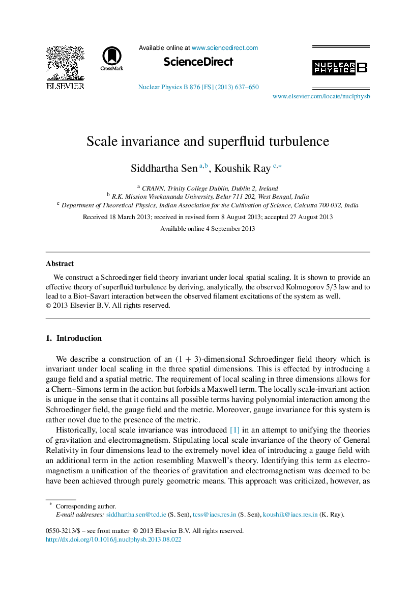 Scale invariance and superfluid turbulence