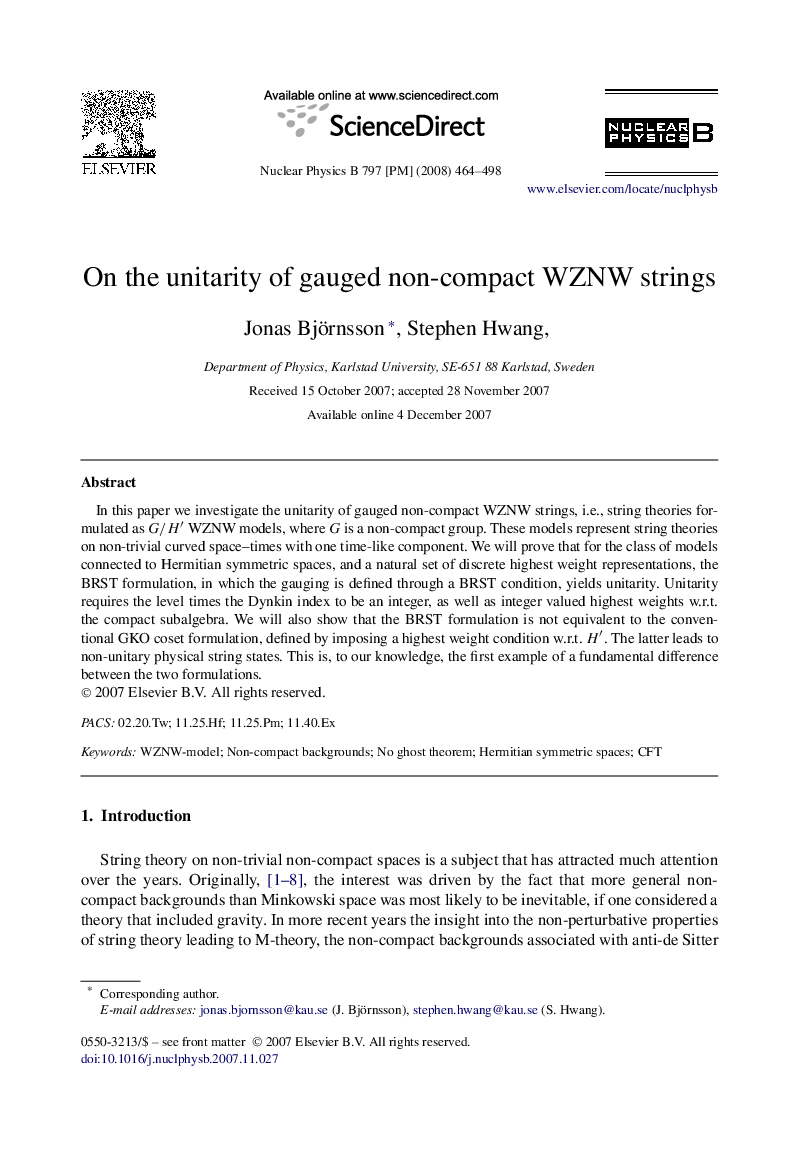 On the unitarity of gauged non-compact WZNW strings