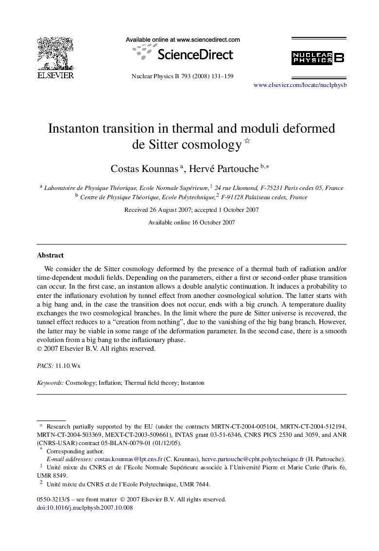 Instanton transition in thermal and moduli deformed de Sitter cosmology